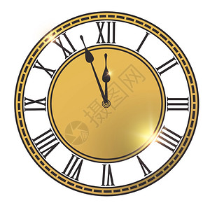 眼效果古典时钟用两支箭头在不同的层中拨号白线上孤立设计模板元素