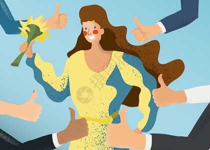 梳理大拇指插画