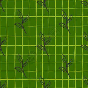 自然几何无缝图案带有doodl大纲树枝绿色圆形背景结构设计纺织品印刷包装覆盖矢量图案的装饰背景带有大纲的自然几何无缝图案树枝绿色图片