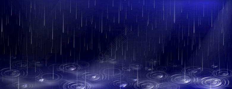 深蓝背景下的雨滴图片