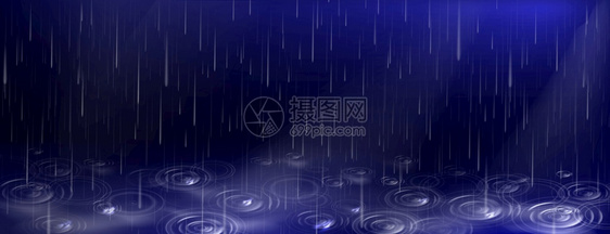 深蓝背景下的雨滴图片