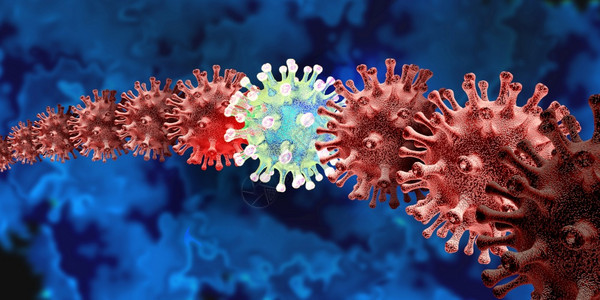 新的变异和突概念以及新的冠状b17爆发或新冠19细胞突变和流感背景作为危险的流感菌体健康风险如3D型疾病细胞造成的背景图片