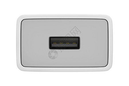USB充电线白色电源适配器上空的USB端口用于向多种电子设备收费背景