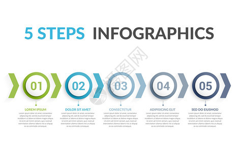 包含五个步骤或选项工作流程或图矢量eps10插图等5个步骤或选项矢量插图的表模板图片