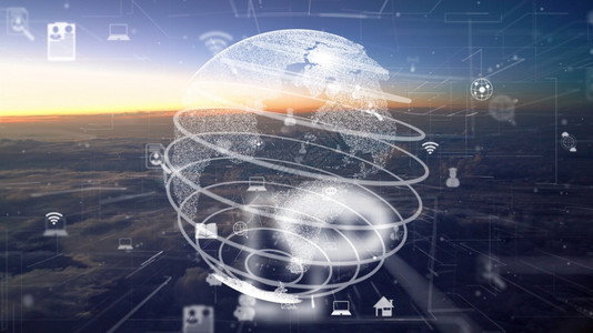 显示全球连接和国际商业网络数字概念的连接天空云上连接现代化网络图片
