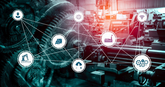 40工业技术概念工业第四次革命智能工厂背景图片