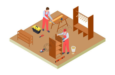 木质工制造家具修理有锯图的杂工车间制造家具图片