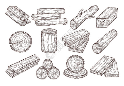 手绘木材矢量卡通插画图片素材