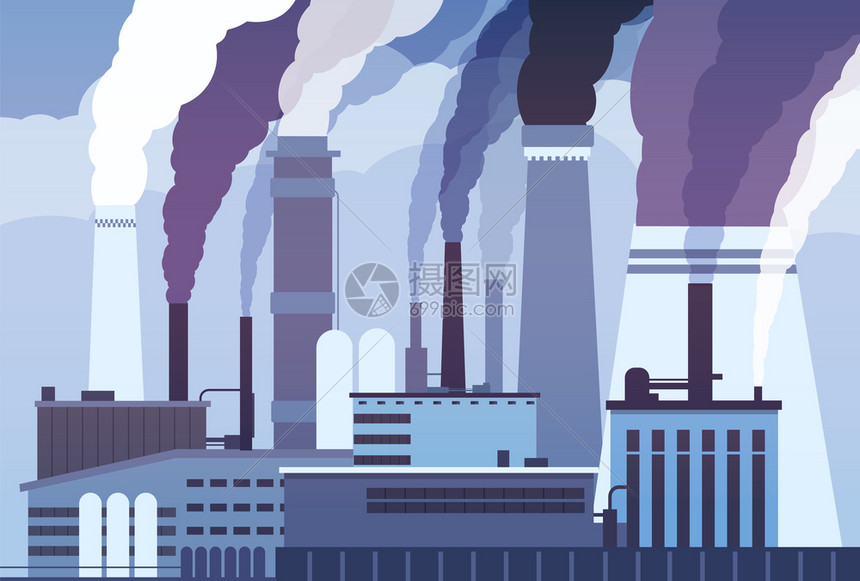 工厂污染矢量图图片