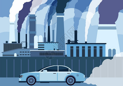 汽车空气污染城市道路烟雾有毒空气大污染化学碳汽车废物工业烟雾媒介概念说明烟雾污染排气和工业污染有毒空气图片
