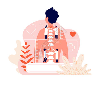 脊柱病诊断问题和治疗疼痛脊柱病和人背部自然骨科病媒概念脊椎和人体医学说明自然骨科病媒概念图片