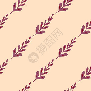 无缝自然有紫色叶枝形粉背景适合织物设计纺品印刷包装封面矢量说明无缝植物粉色背景图片