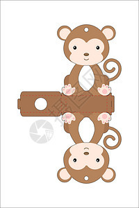 卡通可爱猴子容器设计插图图片