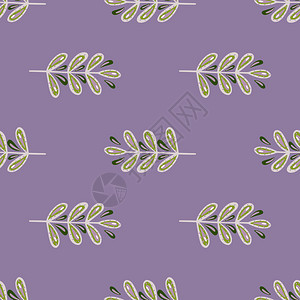 灰质简单叶枝面条样式植物无缝的图案面条紫背景设计用于织物纺品印刷包装封面矢量说明灰质叶枝植物无缝的图案图片
