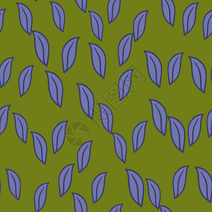 面条无缝图案有少量随机紫叶环形图案绿色橄榄背景设计用于布料纺织品包装封面矢量插图条无缝案绿色橄榄背景图片