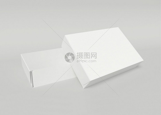 3d插图白色背景的纸盒包装图片