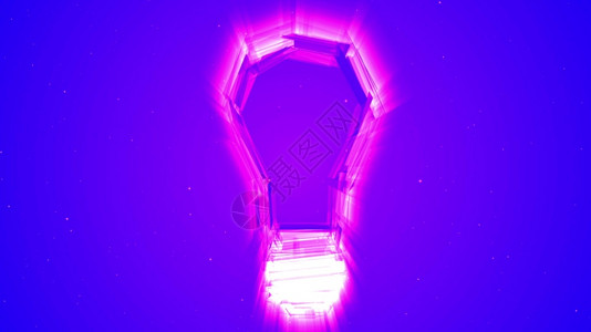 3D灯泡紫亮光的3D插图图片