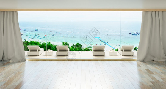 在度假屋或旅馆的甲板上有遮阳休息室椅子3dexplicationof暑假池别墅外部图片