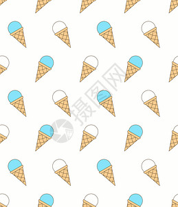 无缝模式有冰淇淋蓝色矢量eps10插图图片