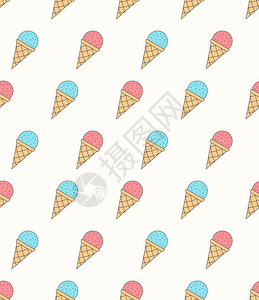 无缝模式包括冰淇淋蓝色和粉颜矢量Eps10插图图片