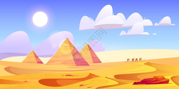 撒哈拉埃及沙漠景观插画