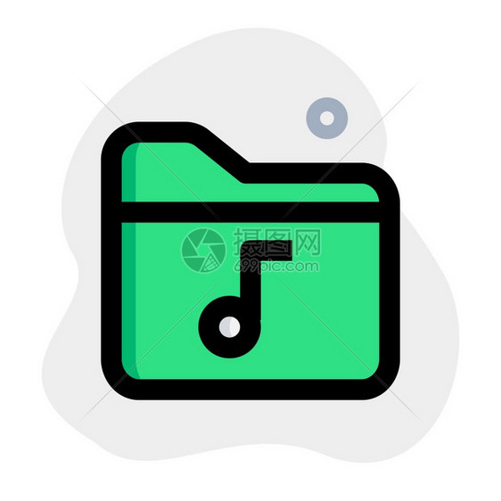 绿色存储在文件夹中的音乐文件矢量设计元素图片