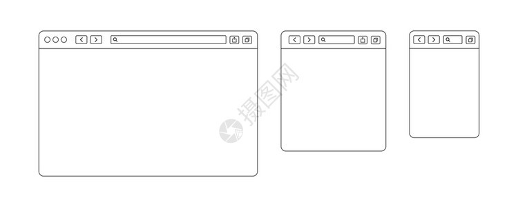 浏览器窗口行设计矢量孤立Web元素有移动设备计浏览器窗口的线模板空白网站设计ESP10图片