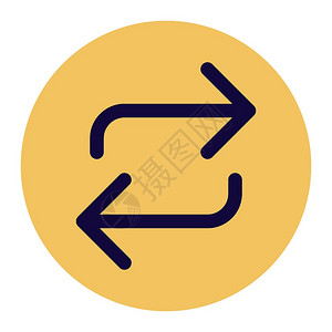 循环符号黄色圆圈循环播放音乐矢量设计图标插画