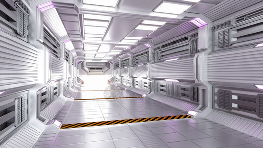 未来建筑结构SciFi走廊和内3D投标图片