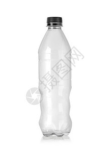 空塑料瓶黑色盖子白隔离有剪切路径图片