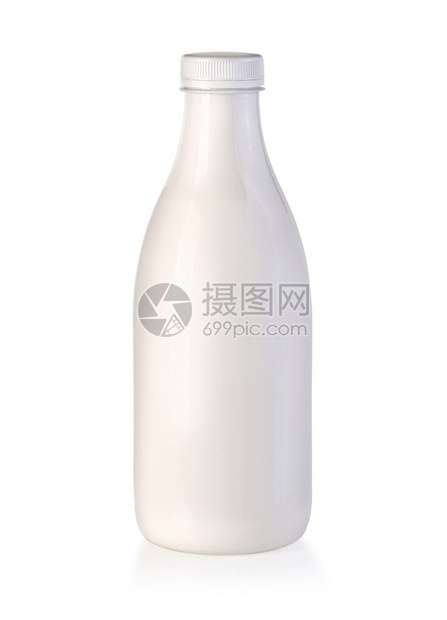 白色的塑料奶瓶有剪切路径孤立在白色上图片