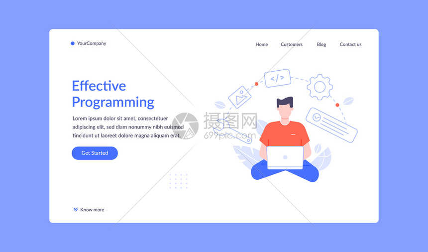 有效编程着陆页矢量与脚本合作办公室开发者编码业务程序员开发和写作图示图片
