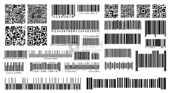 包装数字激光扫描产品条码和QR隔离矢量模板说明代码产品标签扫描仪信息的标签条线码隔离矢量模板图片