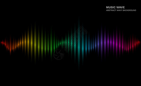 彩虹声波暗底背景上的多色声波黑底背景上的多色声波抽象电子音乐未来矢量平衡器概念波形频率声语音插图图片