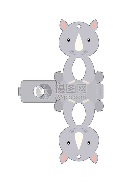 卡通可爱犀牛容器设计插图图片