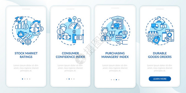 购买管理器索引带有概念的移动应用程序页面屏幕上购买管理器索引耐久货物订单通过4步图形指示带有RGB颜色插图的UI矢量模板图片