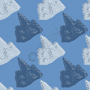 北欧墙面装饰带有蓝色冰山元素的几何无缝图案蓝色背景面框织物设计纺品印刷包装封面矢量插图等功能非常棒蓝色背景插画