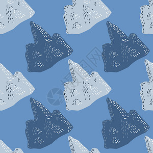 带有蓝色冰山元素的几何无缝图案蓝色背景面框织物设计纺品印刷包装封面矢量插图等功能非常棒蓝色背景图片