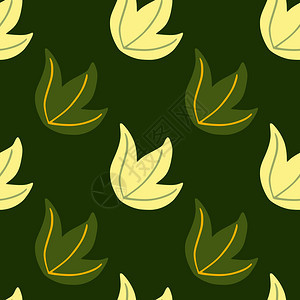 深橄榄绿色调板无缝图案印有涂鸦叶灌木的图案最小色样自然打印织物设计纺品印刷包装封面矢量插图的装饰背景黑色橄榄绿调板无缝图案印有涂图片