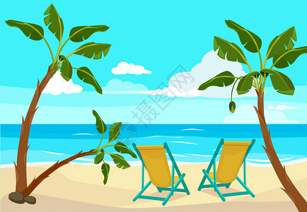 海边家人插画-海边家人卡通-海报旗帜贺卡和邀请函的海边背景插图-摄