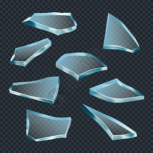 地瓜片碎玻璃空间粉透明片抽象急形状现实的矢量模板说明玻璃碎裂锐