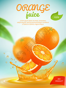 新鲜橙水果切片矢量广告模板图片