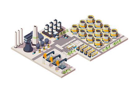 石油工厂业制造天然气工业建筑油罐设备化学炼油厂病媒等量图背景图片