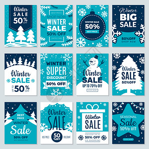 圣诞节销售冬季促标签广告图片