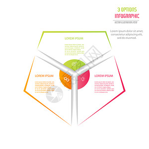 五角形的三部分用于表述业务战略项目开发时间表或学习阶段的图表平面设计图片
