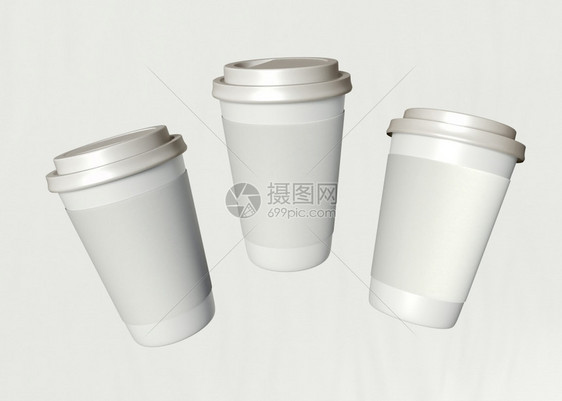 3D插图拿纸咖啡杯模型图片