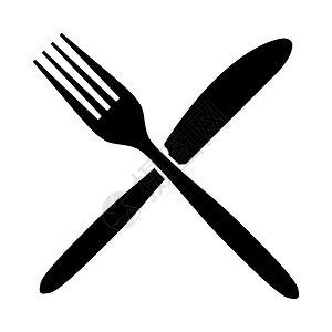 叉子和刀图标黑色针尖设计矢量说明图片