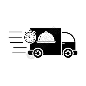 快速食品运送车图标黑色电线设计矢量说明图片
