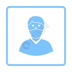 医疗面罩图标蓝框架设计矢量说明图片