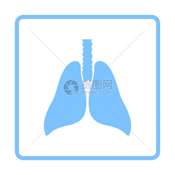 人类肺部图标蓝框架设计矢量说明图片